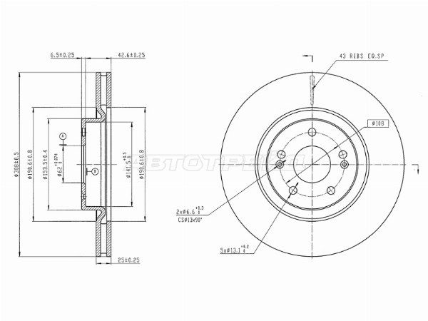 Диск тормозной Спереди         Chery Tiggo 4