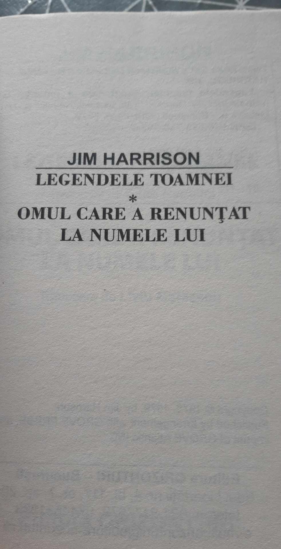 Carte Legendele toamnei, Jim Harrison