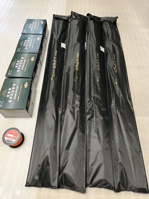 SET 4 Lansete FL VIPER 3.90m 3.5 LBS 3 tronsoane + 4 Mulinete AVIATOR