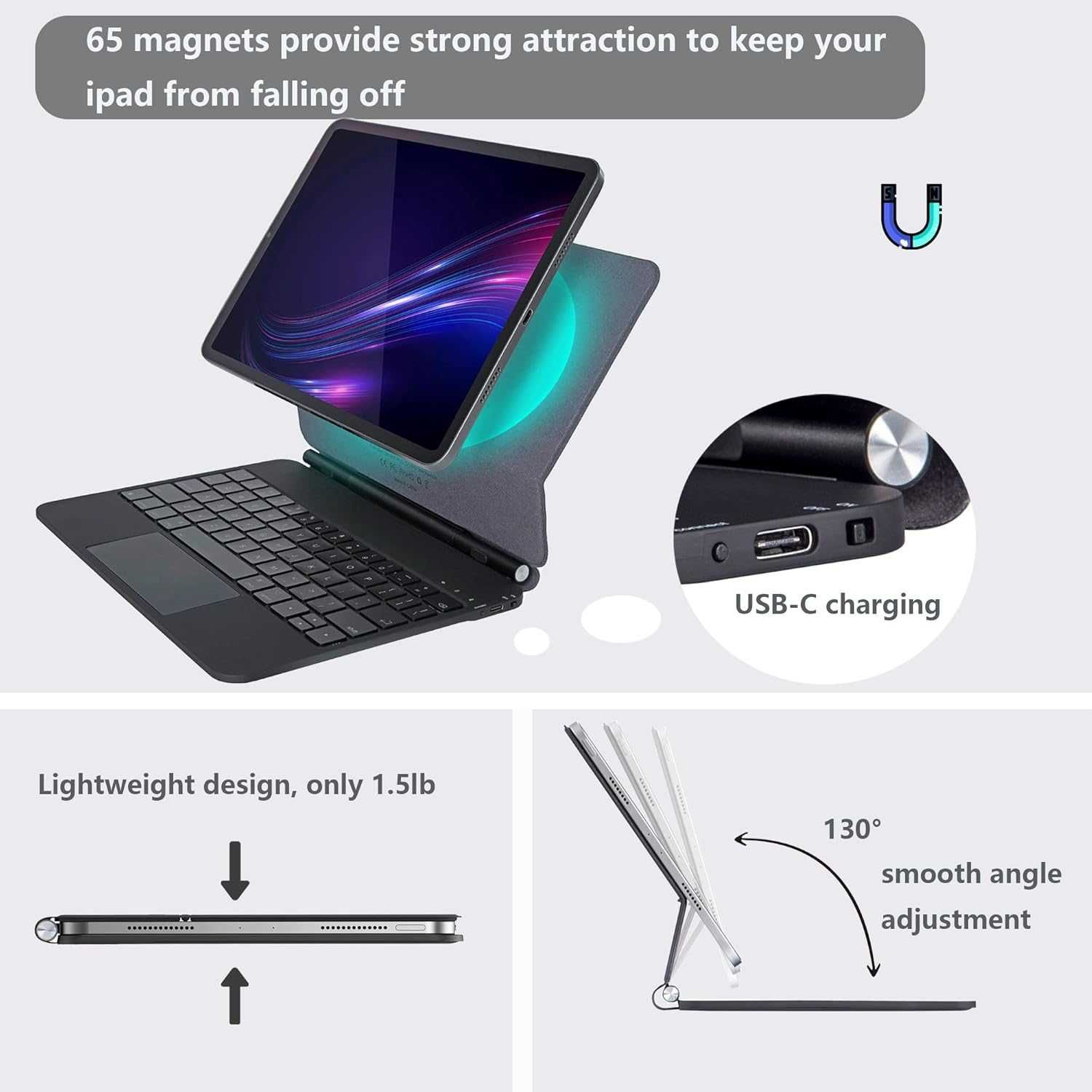 Magic Floating магнитен калъф с клавиатура за iPad Air/Pro