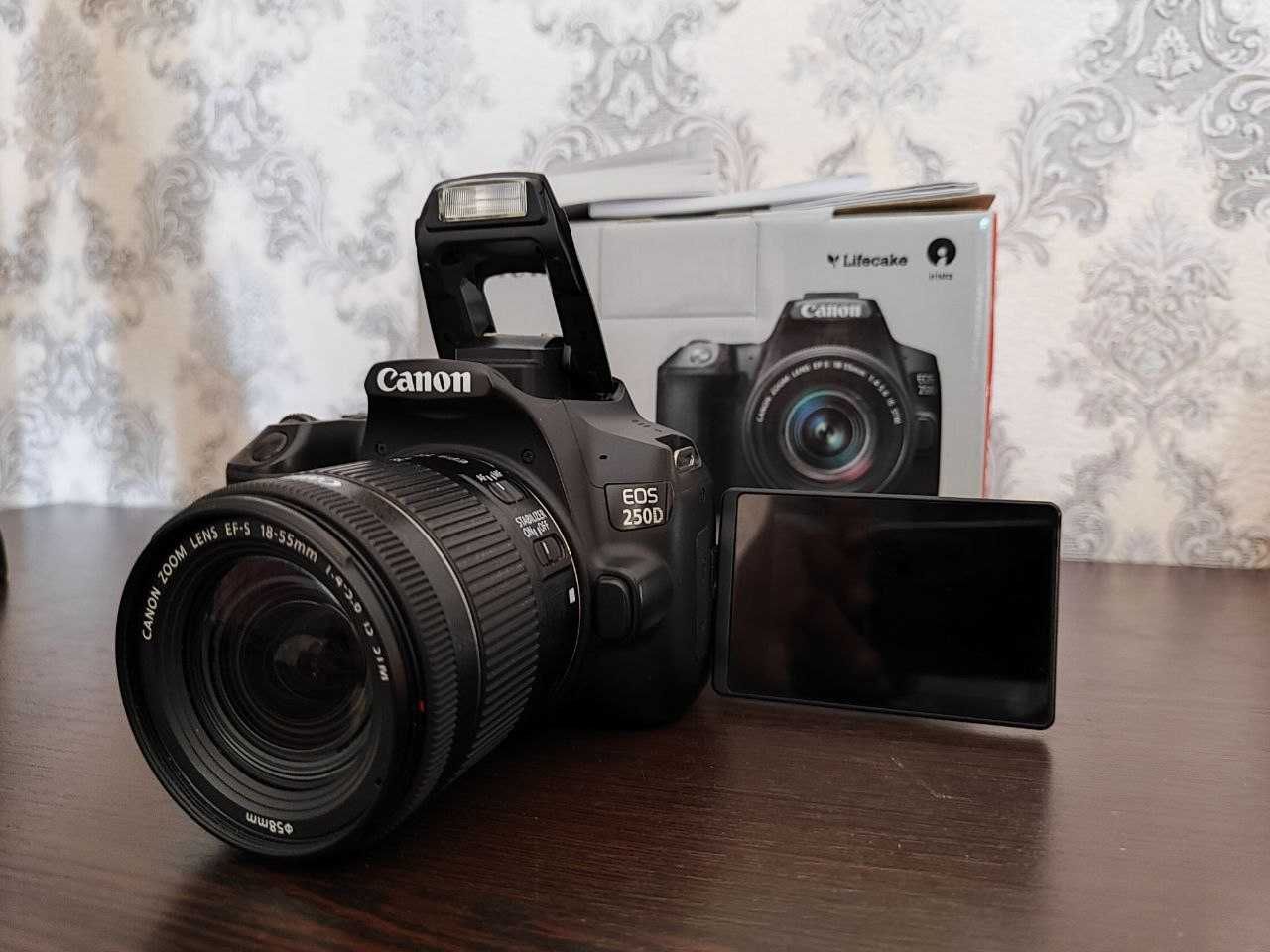 (Срочно!) Canon EOS250D +Shtativ+Mikrafon+projektor+batareya+Fleshka+D