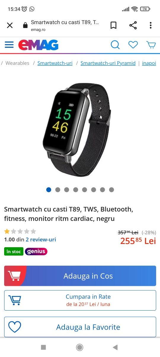 Lemfo smart watch fitness model T 89 defect
