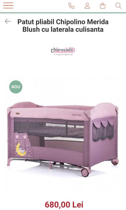 Pătuț Chipolino laterală culisantă