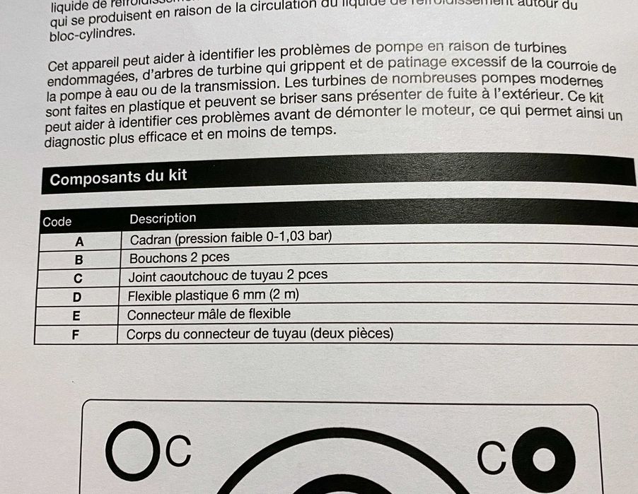 Tester pompa apa si sistem racire 0-15 psi SAM auto profesional Franta