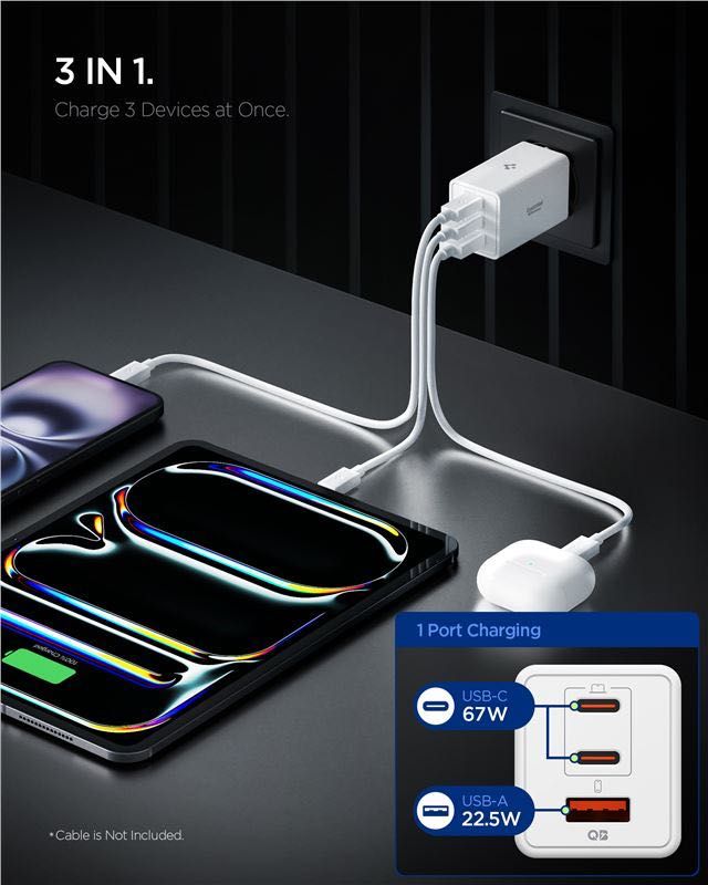 Зарядно устройство Spigen Essential 67W GaN