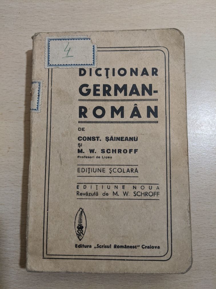 Dicționar german român vechi rar
