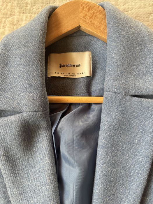 Palton Stradivarius Albastru deschis XS