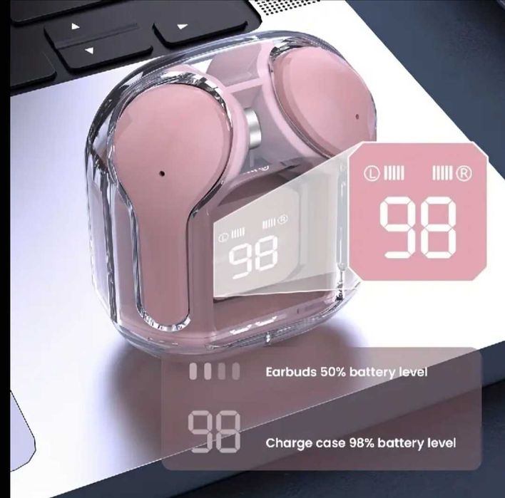 Безжични слушалки с LED дисплей и калъф за зареждане