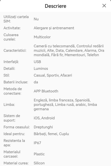 SmartWatch Nou Roz compatibil cu Android și IOS