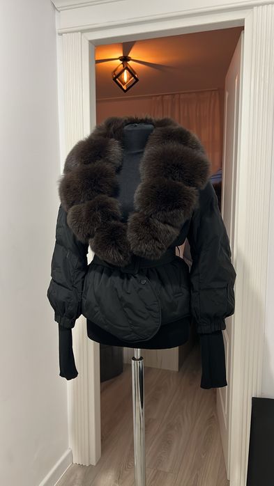 Geaca blana naturala maro model nou