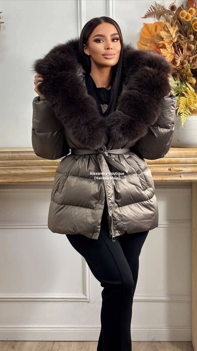 Geaca cu blana naturala de vulpe