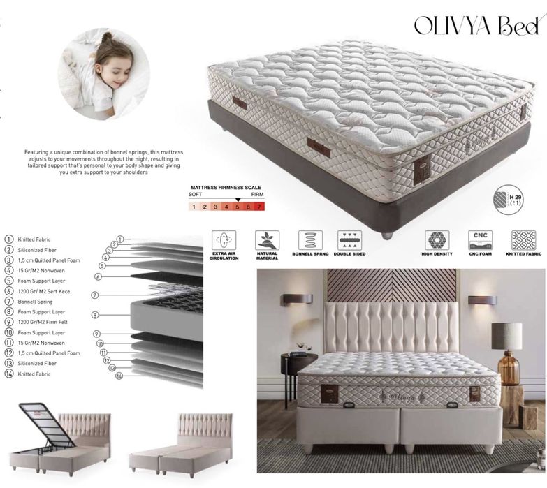 Тапицирана спалня Olivya Bed - Strong Cream