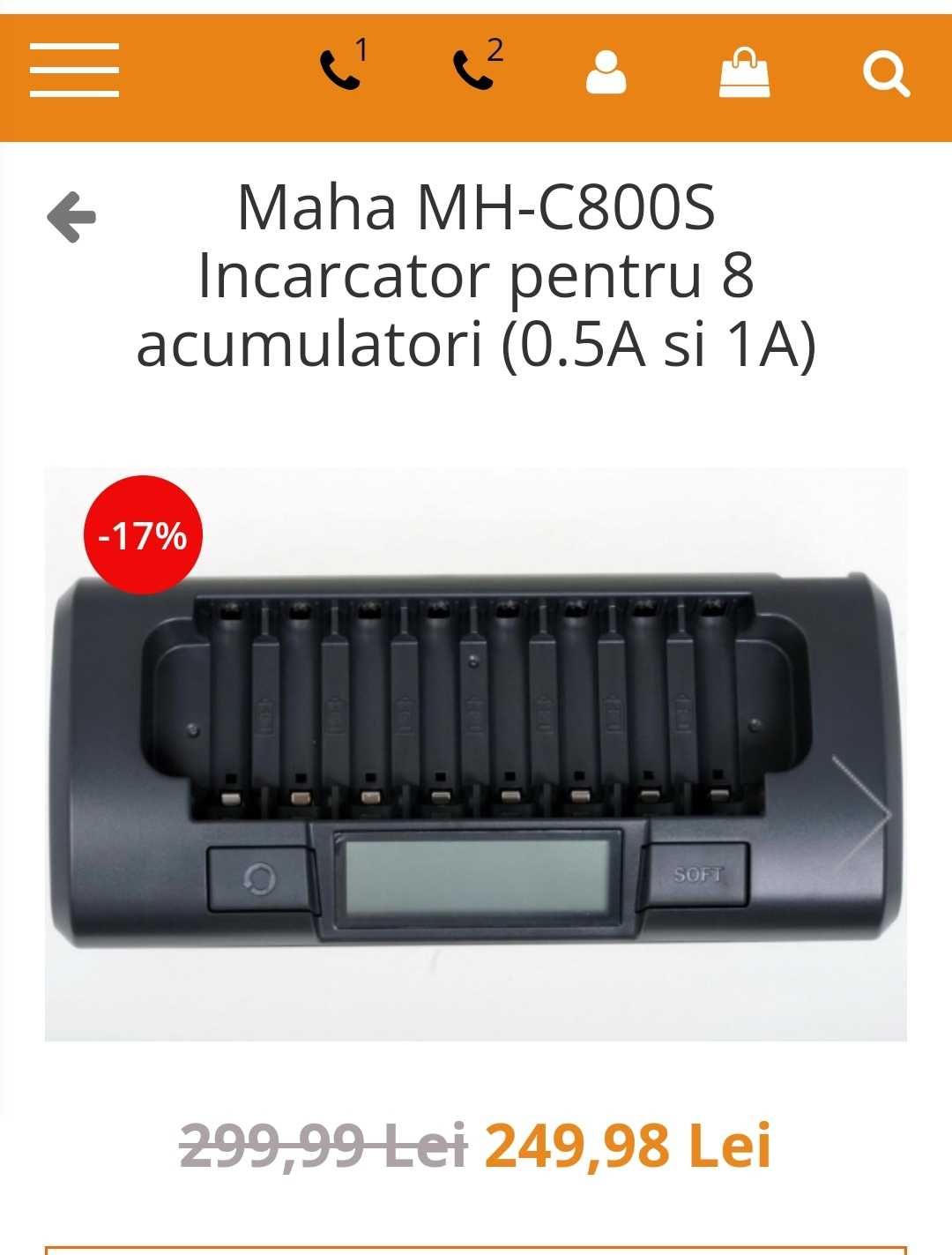 Incarcator 8 acumulatori AAA si AA - MAHA de cateva ori folosit.