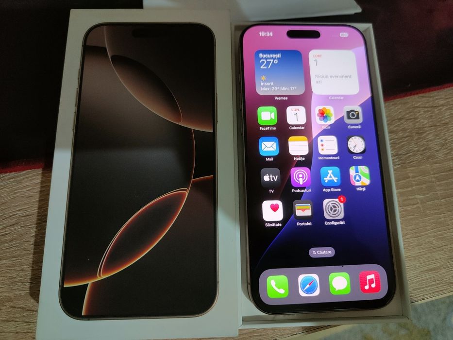 iPhone 16 Pro Max,Titanium Desert,256gb,In Garanție,Proveniență RO