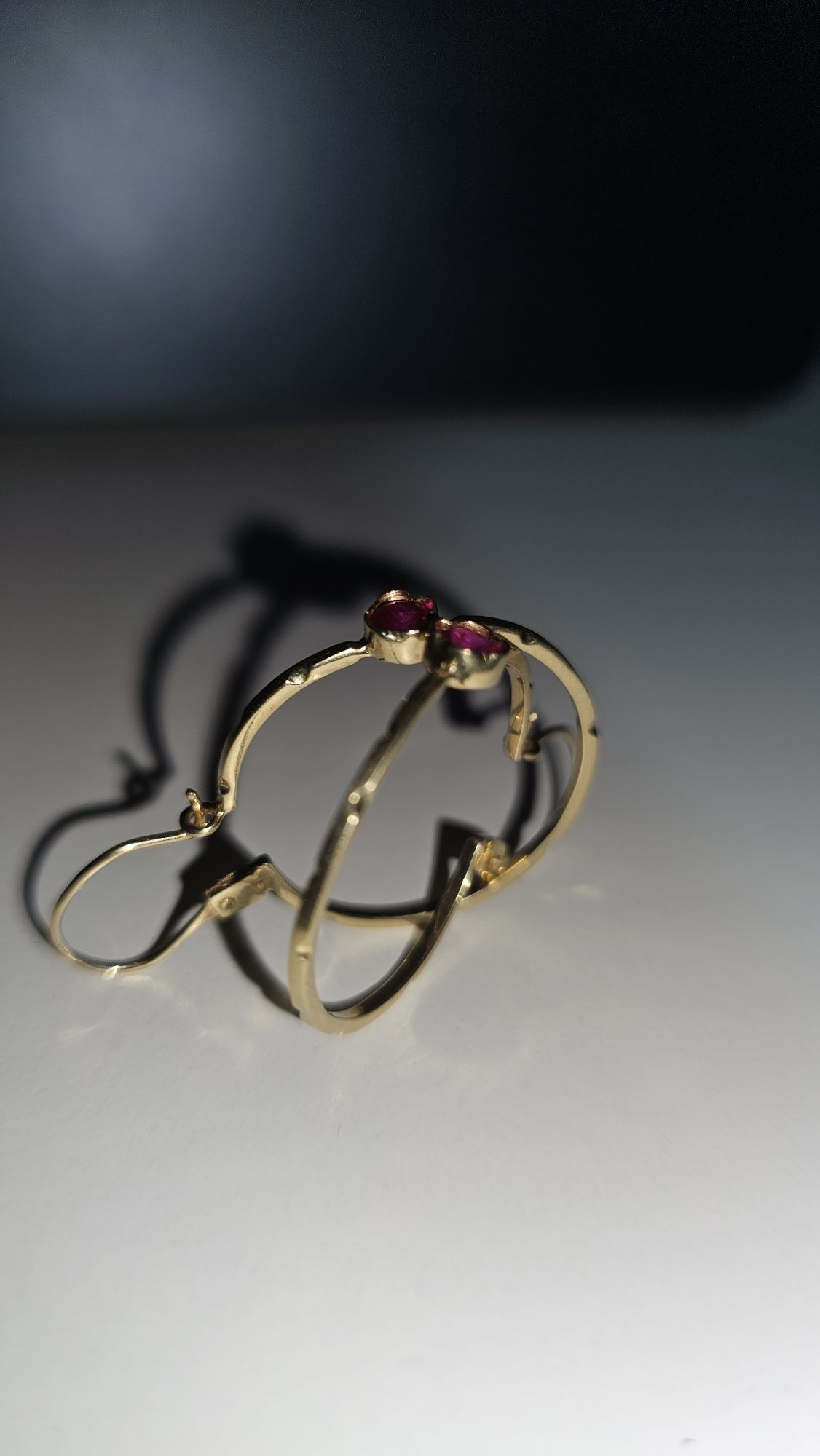 Cercei aur 14k, 3,90 grame cu piatra rosie