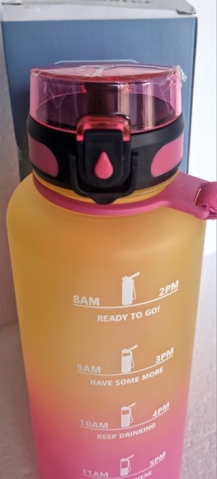 Бутилка за вода 32oz с мотивационни цитати и маркери за време, дизайн