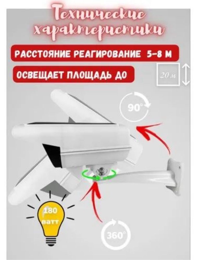 Уличный фонарь с датчиком движения. Автономный! С солнечной панелью!