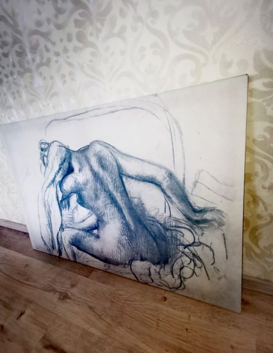 Картина платно принт по ЕДГАР ДЕГА ,Тоалетът, автограф голяма 118х78см