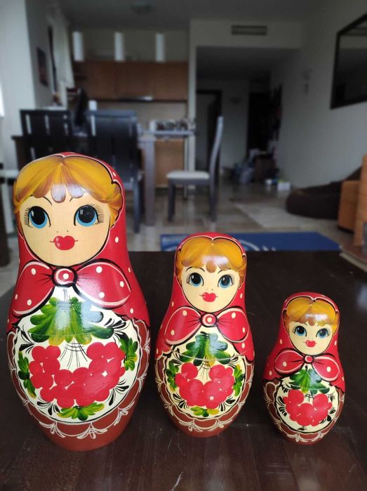 Голяма руска винтидж матрьошка, 27 см, 3 в 1,  СССР
