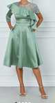 rochie Moze verde fistic cu paiete la decolteu