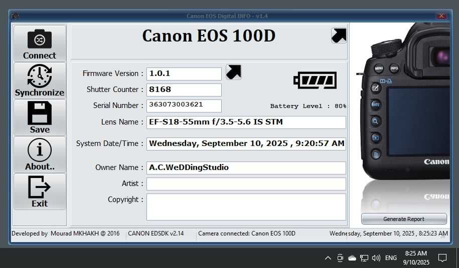 Aparat foto canon 100d