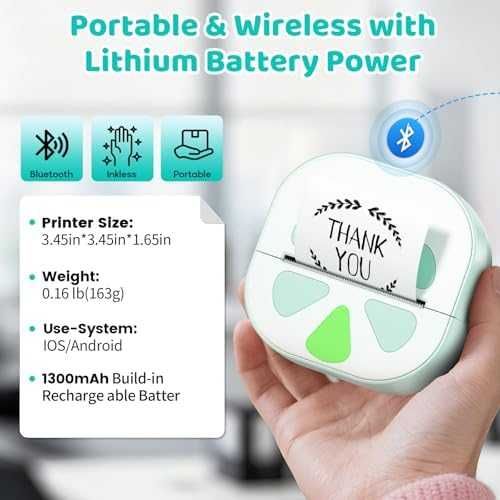 Нов Инклес Преносим Bluetooth термопринтер за стикери + 3 ролки хартия