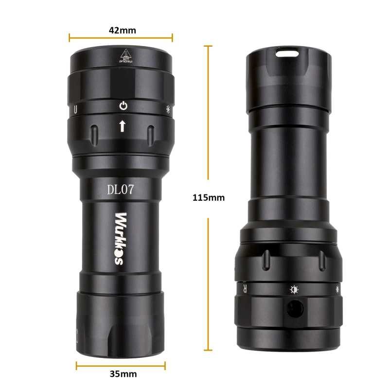 Lanternă scufundari Wurkkos DL07 subacvatica scuba + manusa scufundari