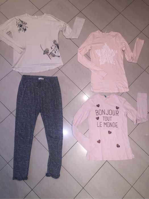 Блузки/тениски;Pink;дънково яке Бенетон,дънки Зара,халат 152/158 см