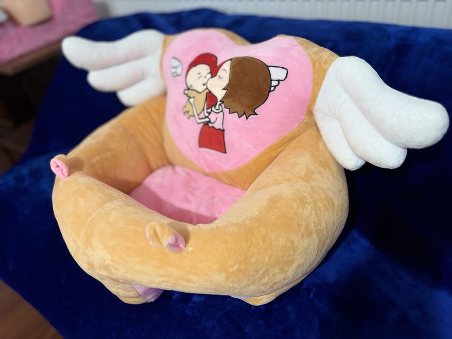 Scaun de catifea umplut cu plus pr copii si bebelusi 6-18 luni