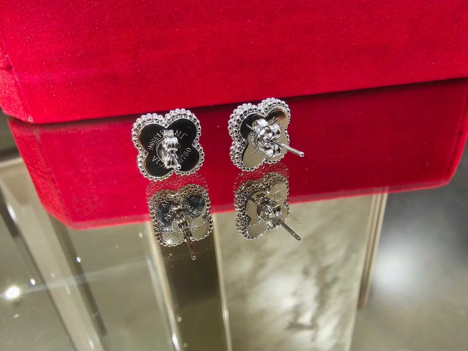 Van Cleef & Arpels VCA Silver Vintage Alhambra Clover Дамски Обеци