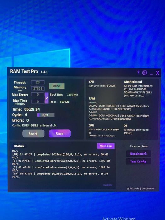 Msi B660 Tomahawk + Intel 13650HX (q1lr es) + xpg D60G 3600Mhz 2x16Gb