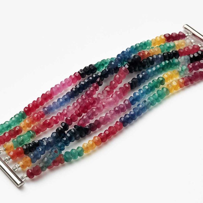 Bratara multicolor cu Smarald, Safir si Rubin - prindere argint