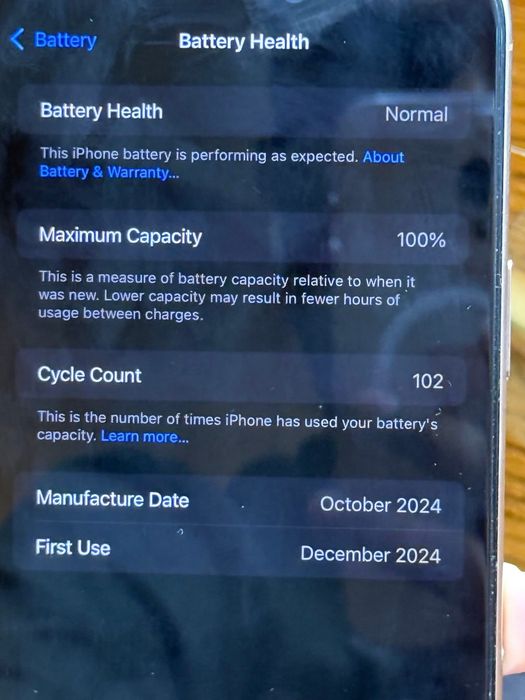 iPhone 16 PRO MAX cu 100 % Viata Bateriei