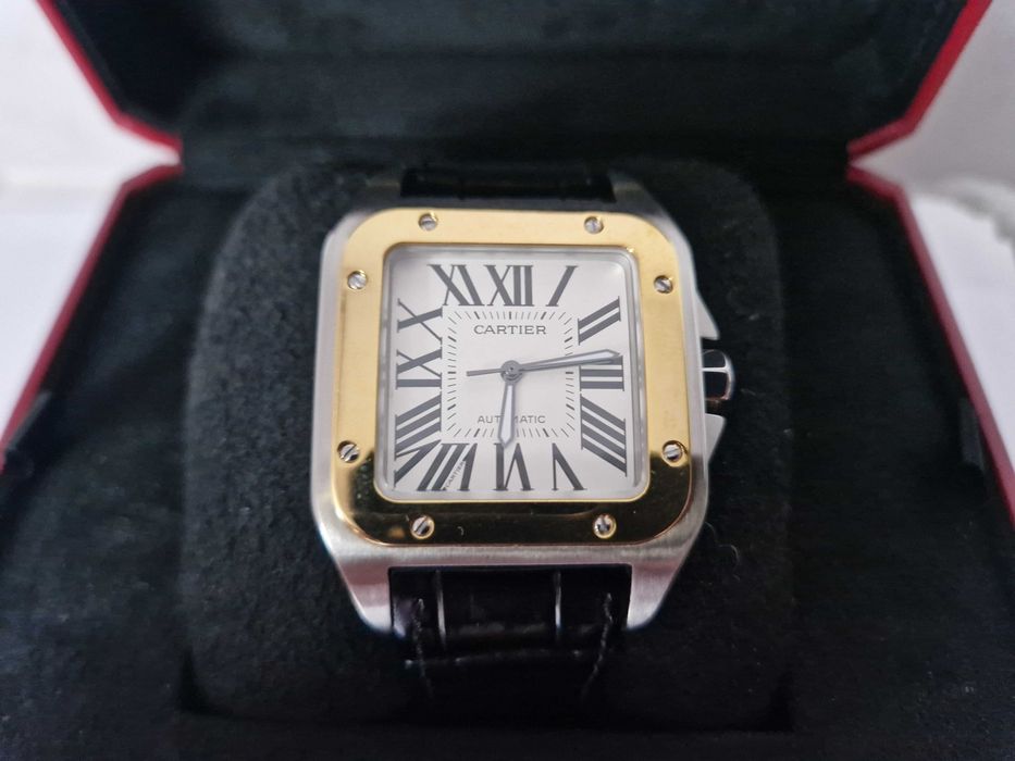 CARTIER Santos 100 XL -Automatic - Gold Bezel 39x51 mm