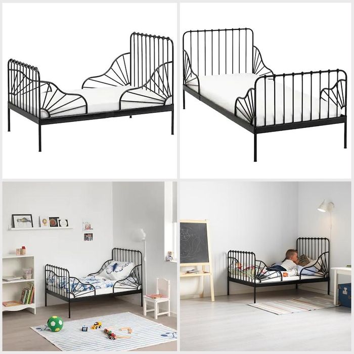 Pat extensibil Ikea Minnen 80x200 cu saltea cu spuma si somiera