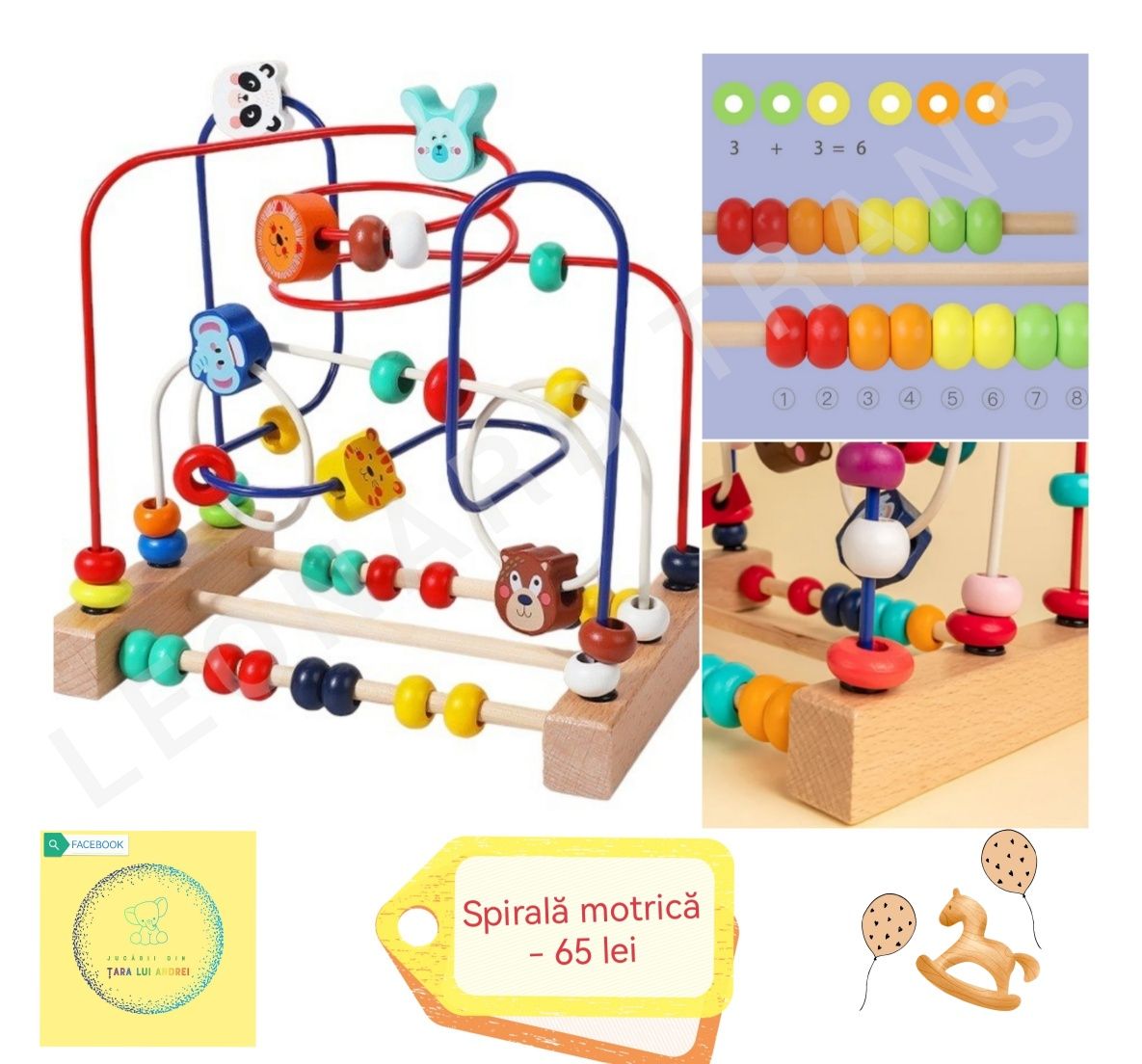 Jucării din lemn educative și interactive, de motricitate, Montessori