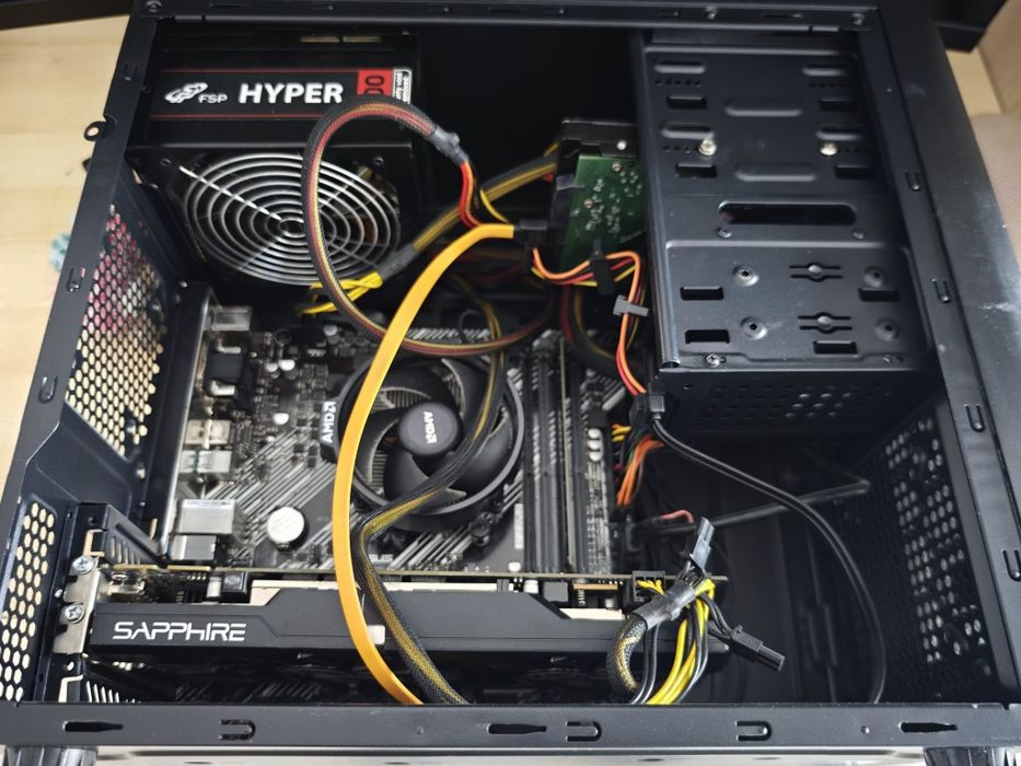 Продавам настолен компютър – Ryzen + B550 + SSD 480GB + 1TB HDD + R9 2