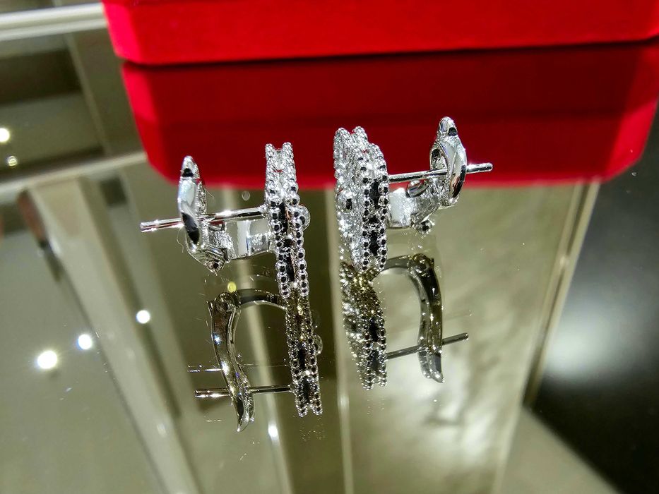 Van Cleef & Arpels VCA Silver Diamond Vintage Alhambra Дамски Обеци