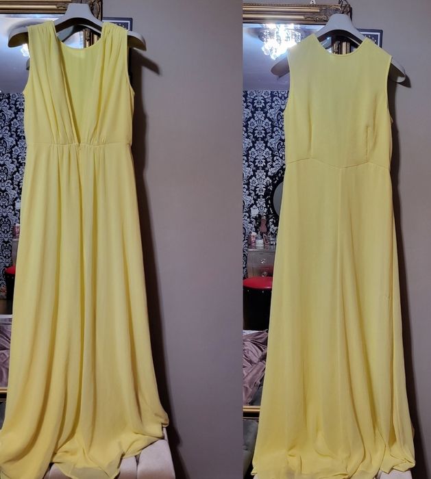 Дамска рокля Asos 44 EU 16 UK Л размер L жълта дълга нова елегантна