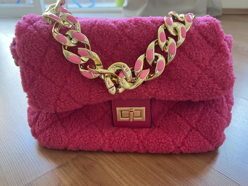 Ново! Розова чанта с дълга дръжка по модел на Chanel