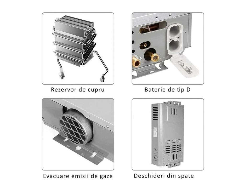Încălzitor boiler portabil de apă pe gaz 6L de camping și aer liber