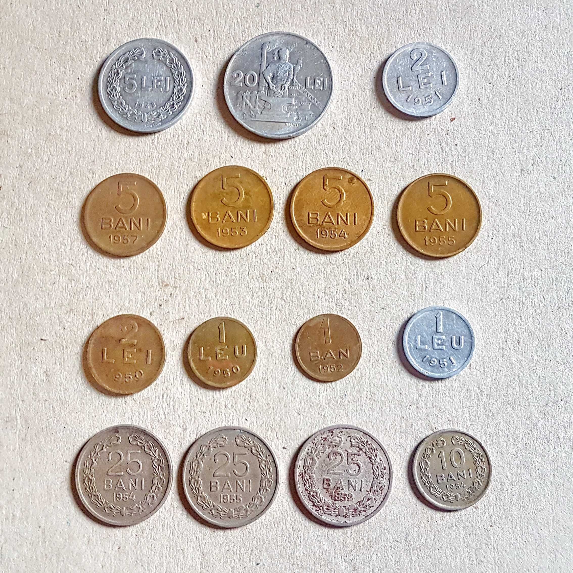 F304-Lot 15 monede Romania Populara aluminiu si alama.