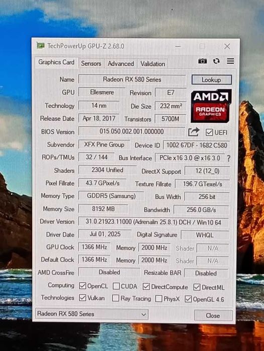 Placa video XFX AMD RX 580 8GB