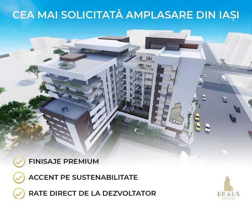 Apt 1 camera + balcon, BRAUS RESIDENCE, bloc nou GARA-CENTRU!