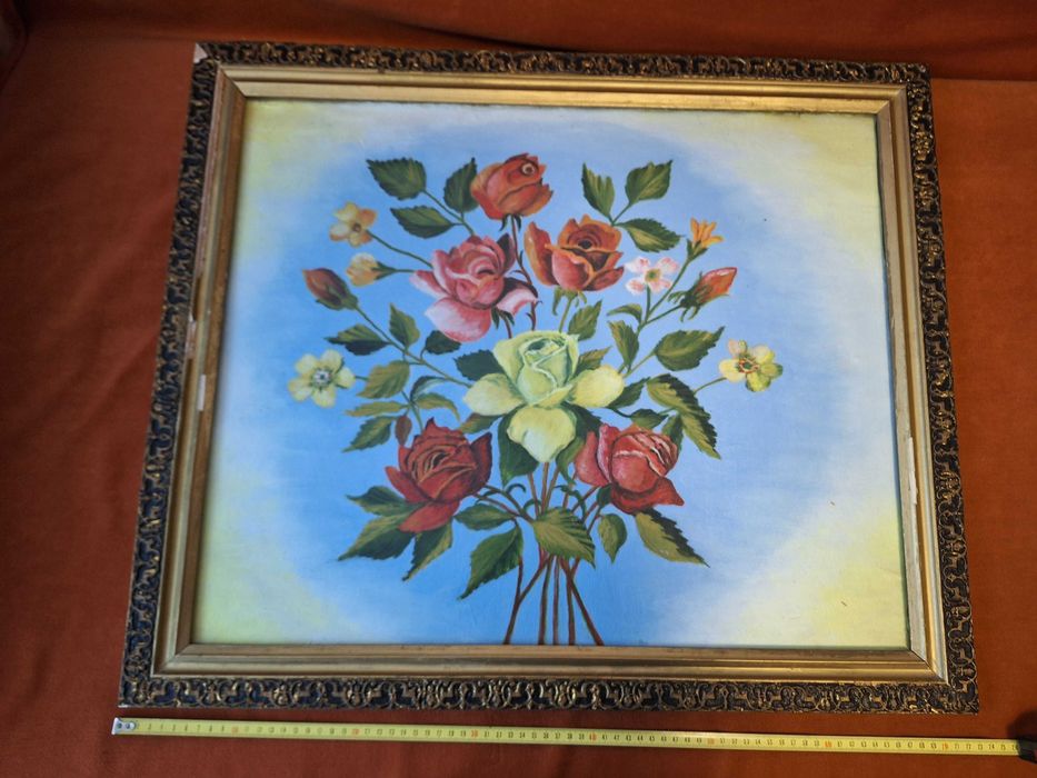 Tablou – antique / vintage  / vechi, pe panza ,model 2, rama si sticla