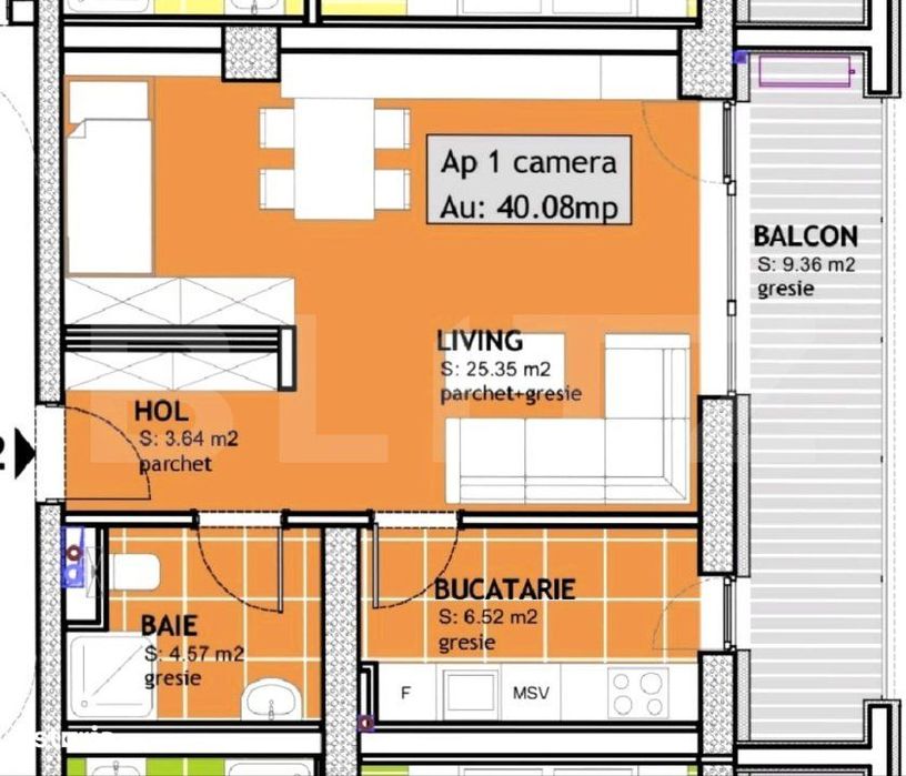 Apartament de vanzare, cu o camera, 40 mp, zona Calea Torontalului red