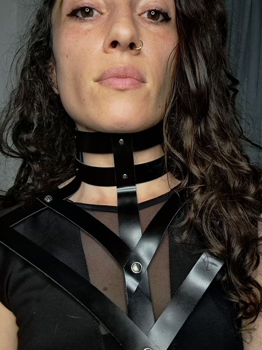 Colier statement  reglabil din piele naturala