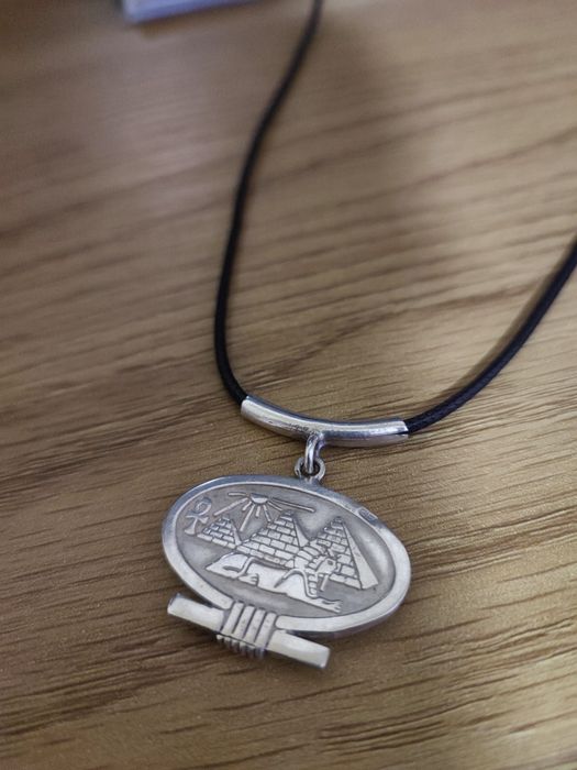 Colier egiptean argint 925 piramide Giza și Sfinx – model clasic