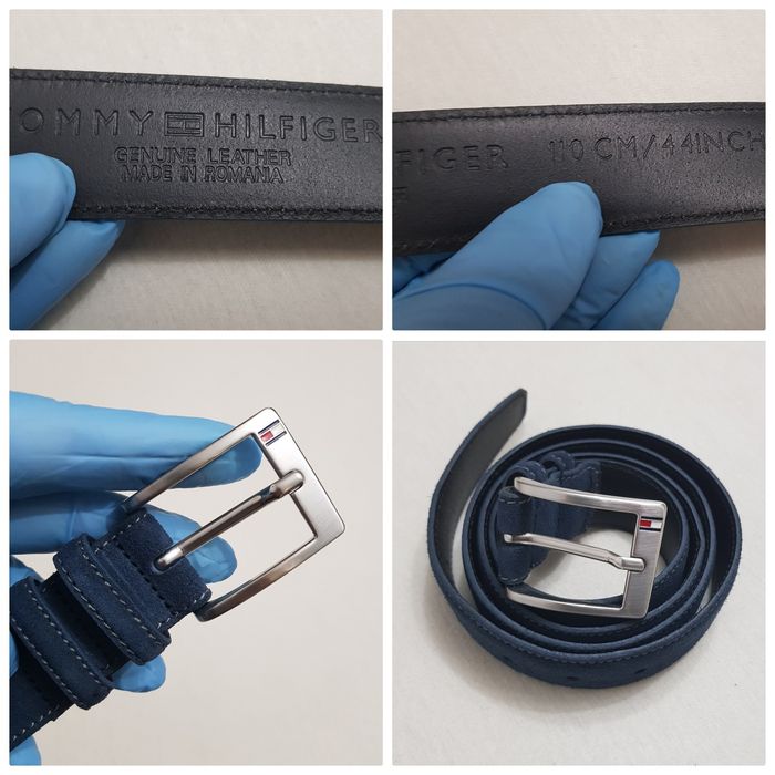 Curea nouă casual Tommy Hilfinger din piele naturală Essential Navy