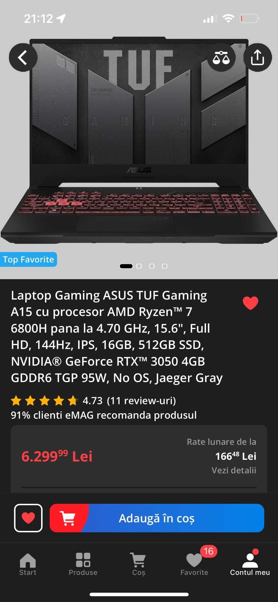 Laptop Asus TUF Gaming A15 (nvidia 3050, amd ryzen 7 6800h)